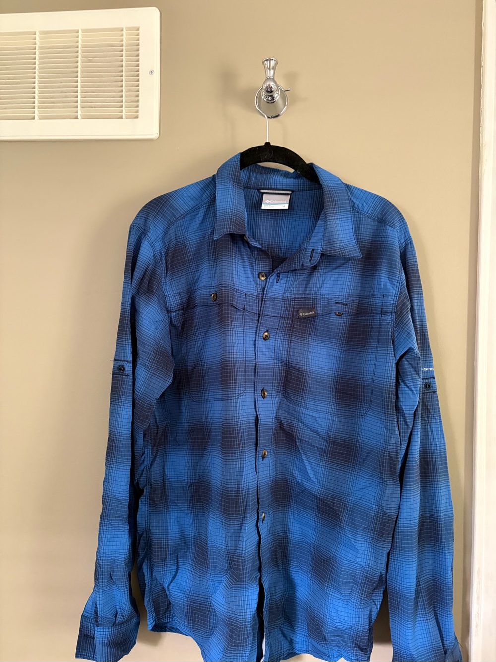 Columbia Blue Plaid Outdoor Button-Down Shirt